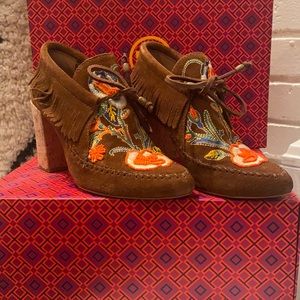 Tory Burch Huntington Suede Fringe Bootie size 7.5